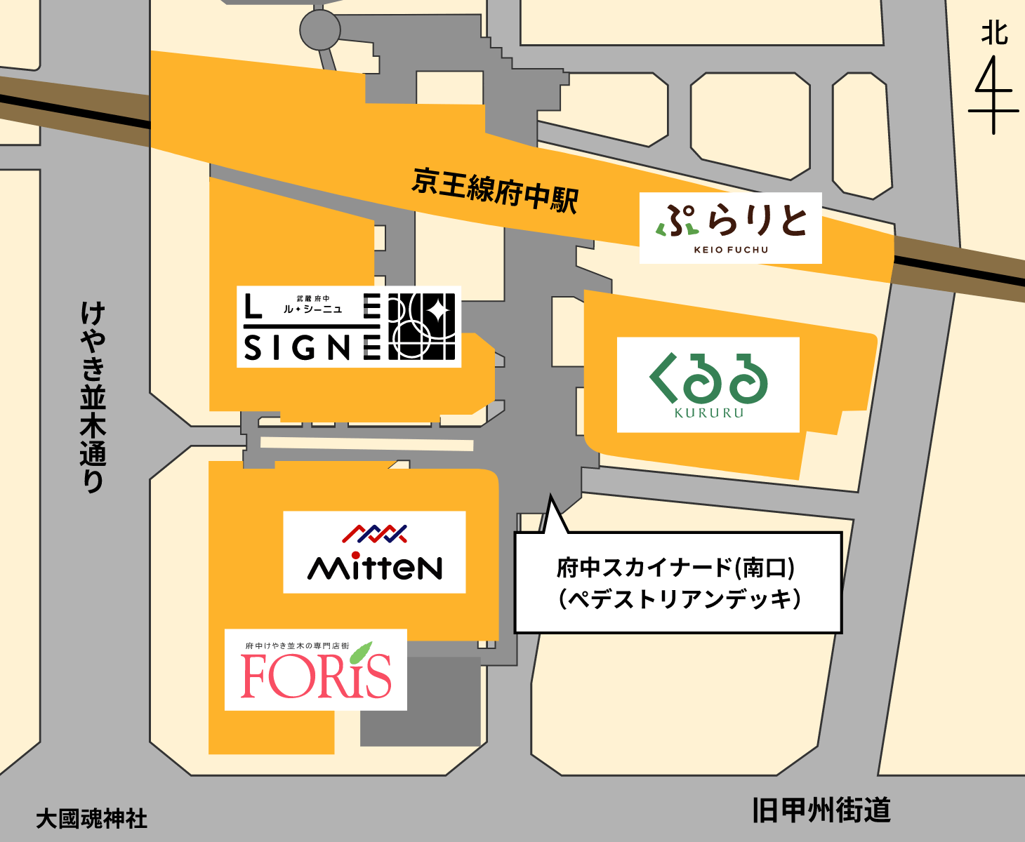 府中駅前の商業施設MAP