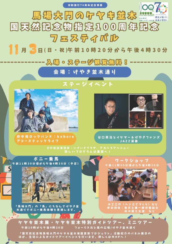 馬場大門のケヤキ並木　国天然記念物指定100周年記念フェスティバル
